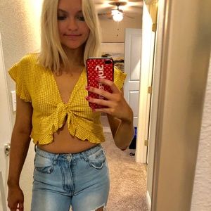 Gingham Tie in front crop top